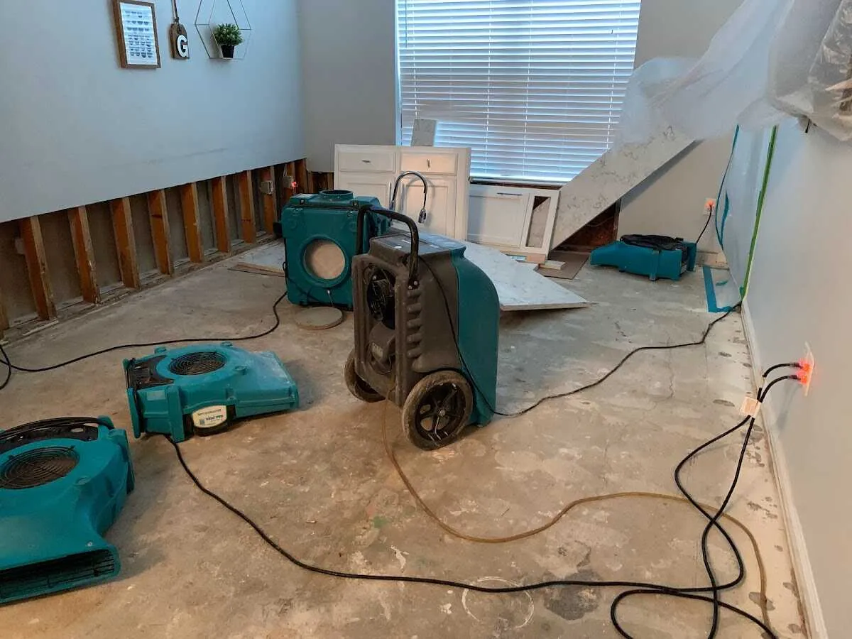 Dehumidifier in flood-cut room for Water Damage Restoration in Lexington Park